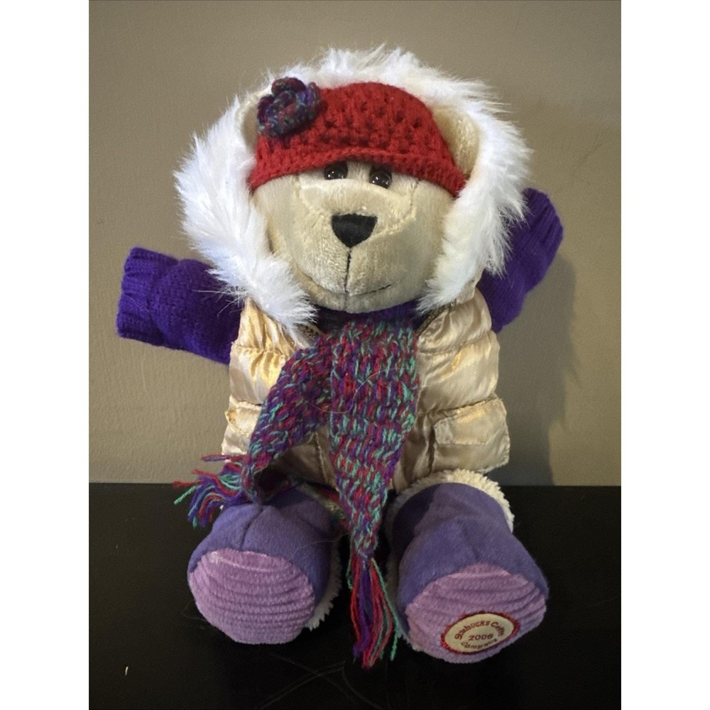 Starbucks Coffee Co. 2006 Bearista Bear Plush 12" Sweater Scarf & Zip Up Jacket